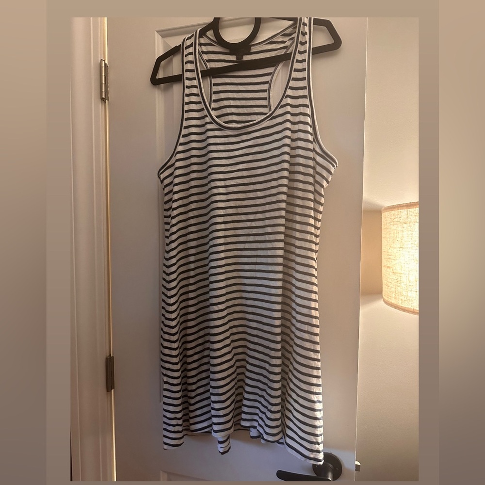 J. Crew racerback cotton navy and white striped dress
